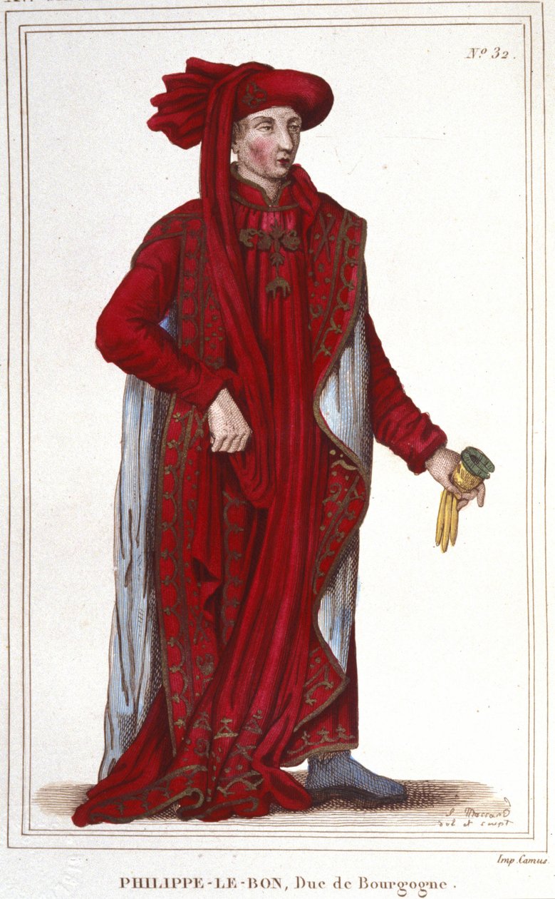 Muotokuva Philip III Hyvästä (1396-1467), Burgundin herttua, kaiverrus vuodelta 1830 tekijältä Unknown artist