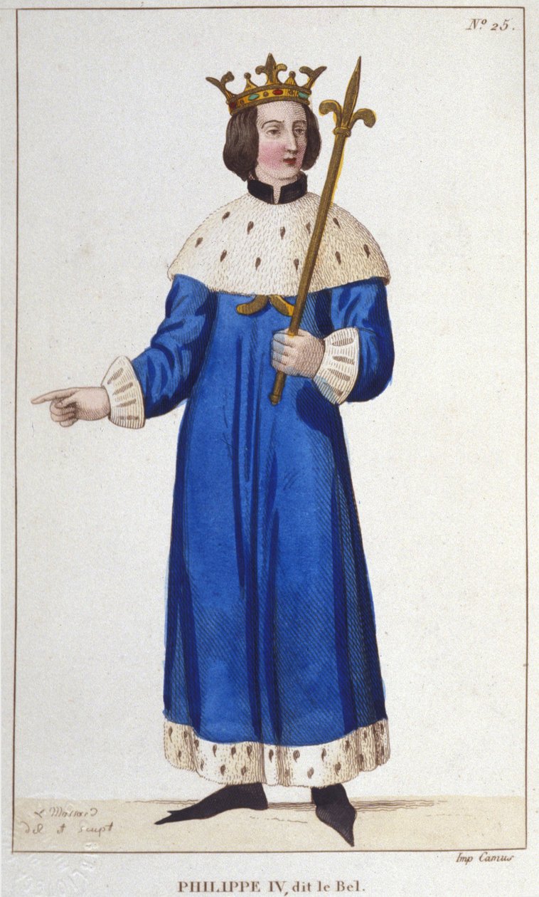 Muotokuva Philip IV Belistä (1268 - 1314), Ranskan kuninkaan kaiverrus vuodelta 1830 tekijältä Unknown artist