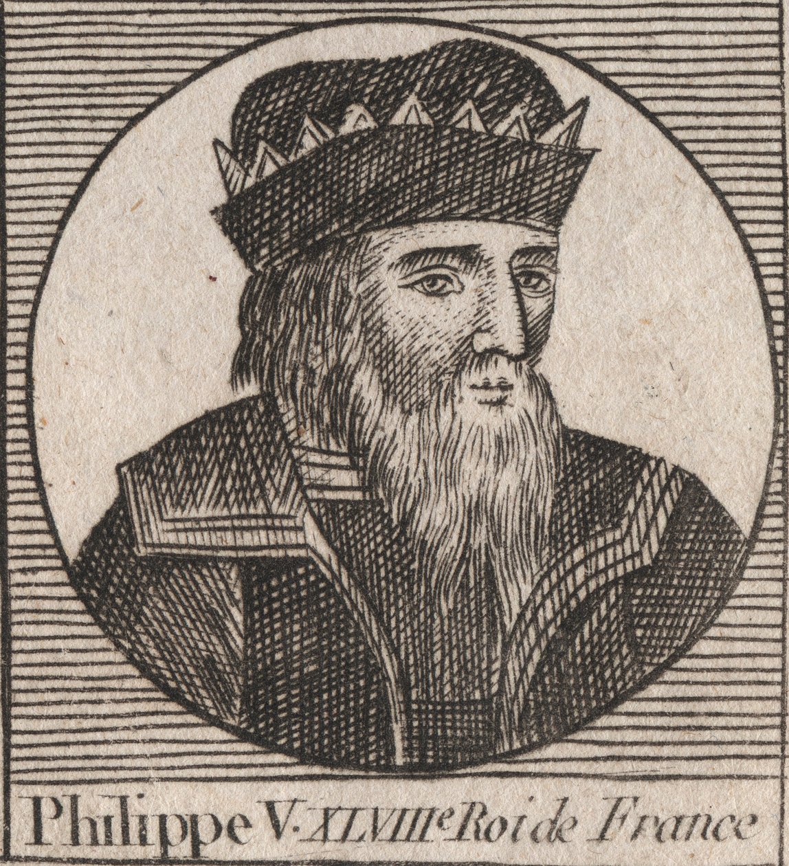 Philip V Pitkän (1294 - 1322), Ranskan kuninkaan muotokuva - Philippe V (1294-1322) "Puhu" - kaiverrus Charles Constant Le Tellierin kirjasta "Ohjeet Ranskan historiaan" 1821 tekijältä Unknown artist