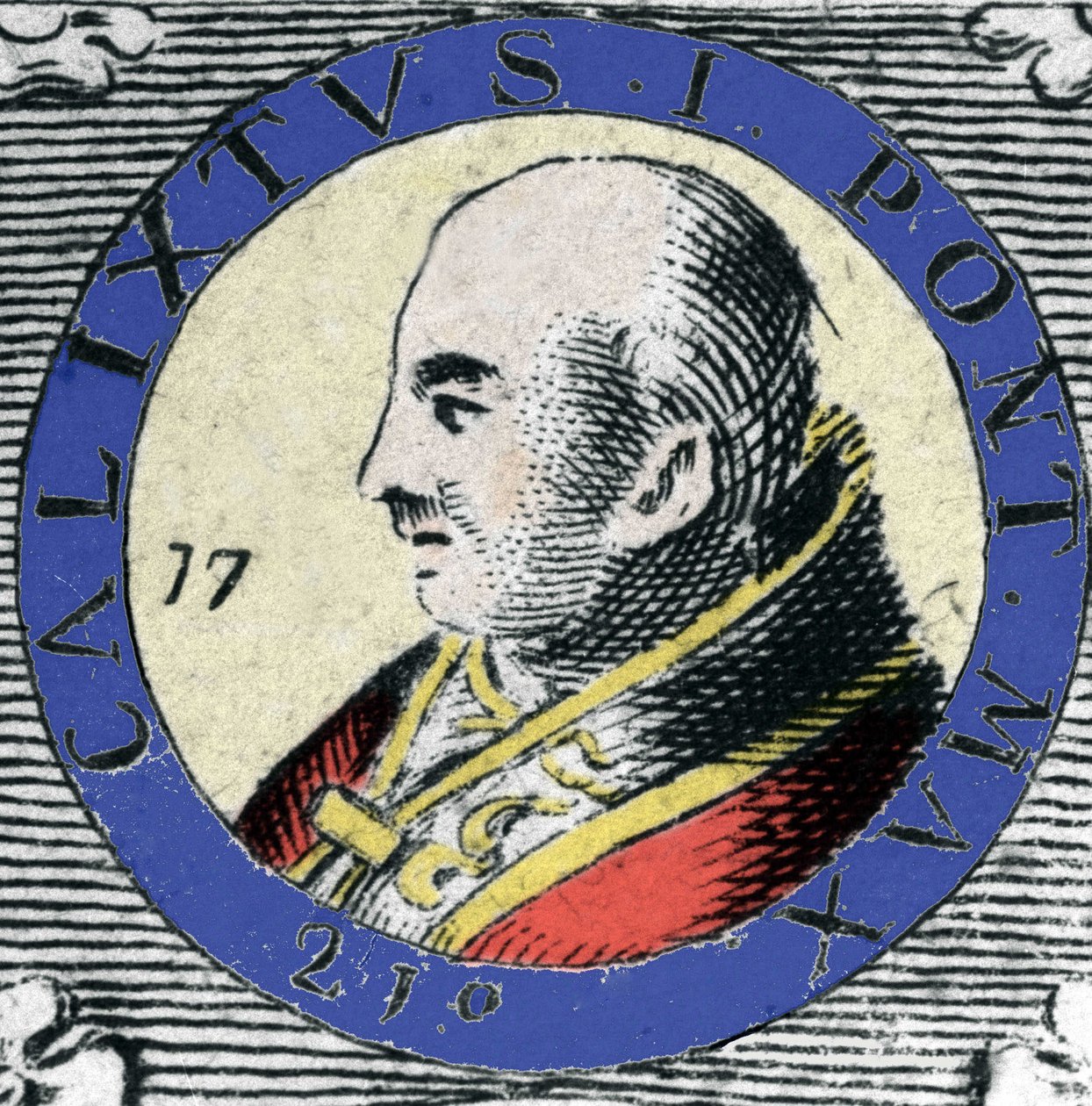 Paavi Calixte (tai Callist) I, vuonna 155 syntynyt paavi (Papa San Callisto) muotokuva. tekijältä Unknown artist