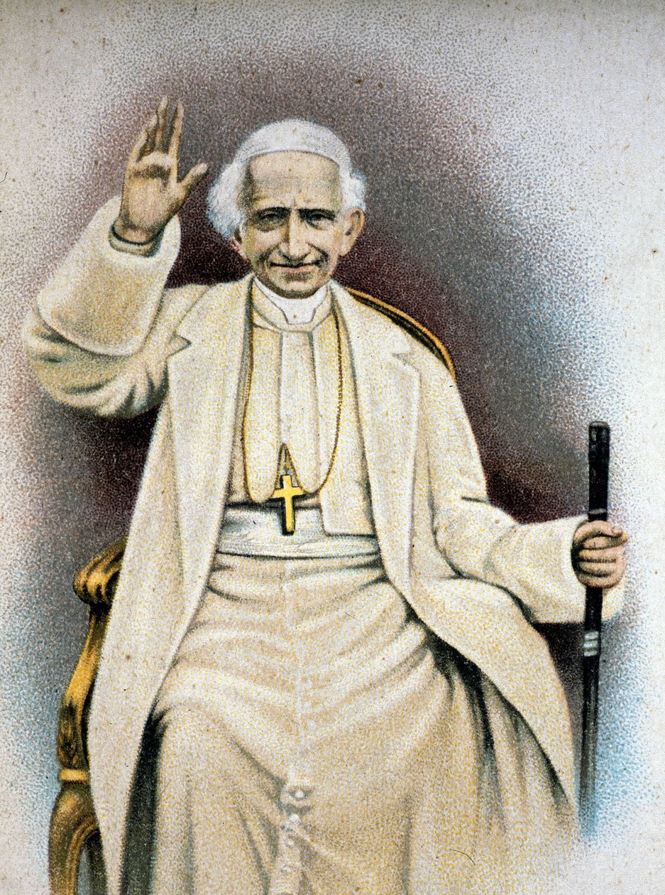 Paavi Leo XIII:n muotokuva. Kromolitografia. tekijältä Unknown artist