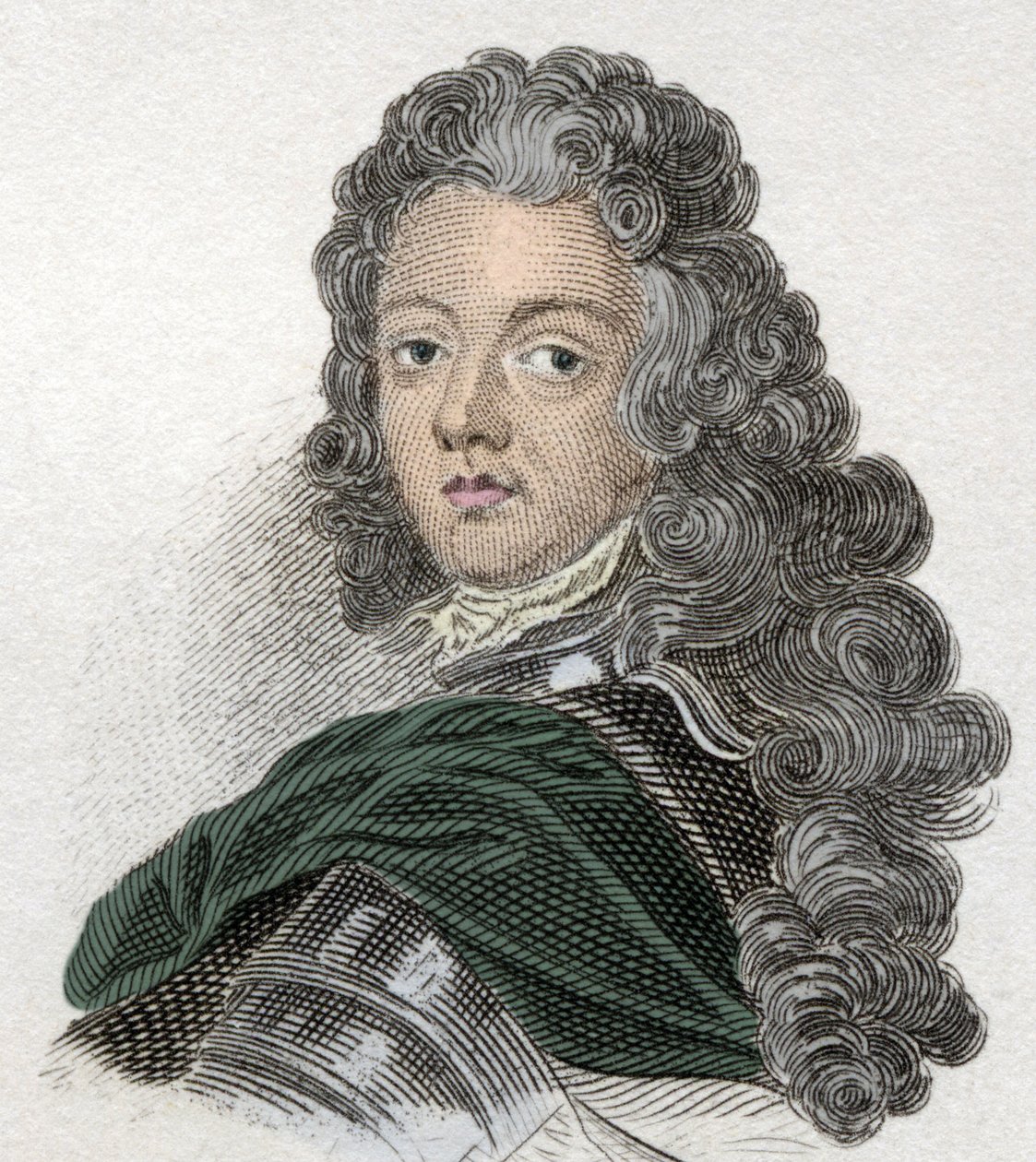 Prinssi Eugene of Savoie-Carignanin muotokuva (Savoie Carignan, Soissonsin kreivi (1663-1736), Ranskan armeija. Kaiverrus 1800-luvulta. tekijältä Unknown artist