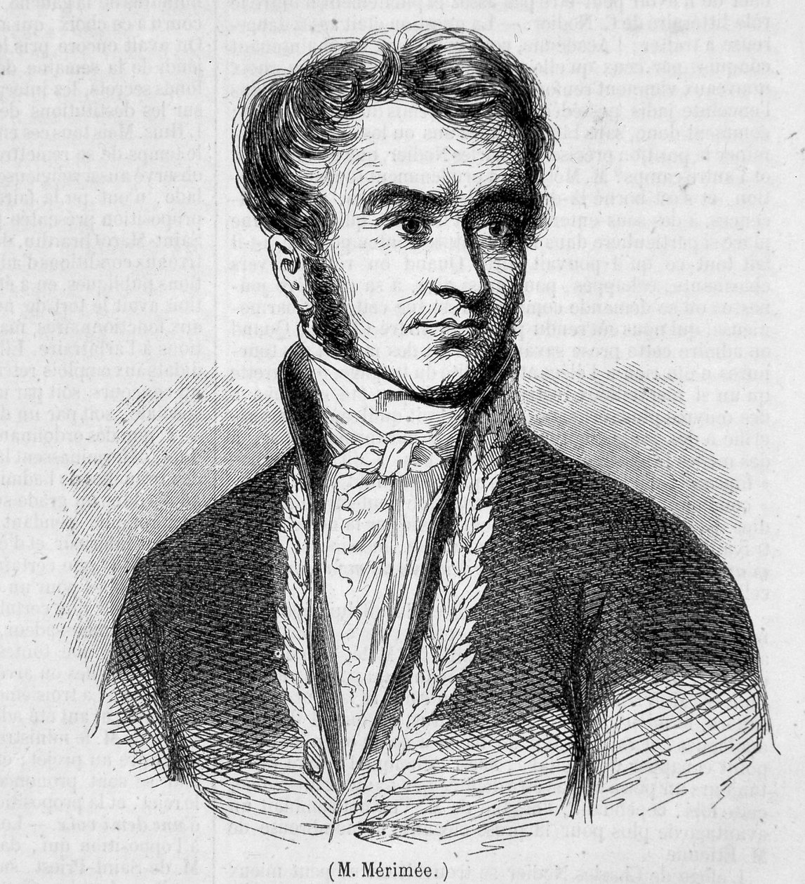 Prosper Merimeen muotokuva. 1800-luvun kaiverrus. tekijältä Unknown artist