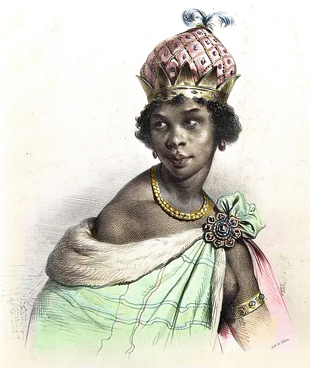 Muotokuva kuningatar Anna Nzingasta tai Sousa Nzinga Mbanden Anasta - "" Ginga, Matamban kuningatar Quilombola Angolassa"" tekijältä Unknown artist