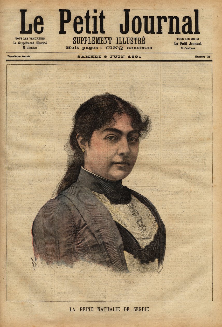 Muotokuva Serbian kuningatar Nathaliesta tekijältä Unknown artist