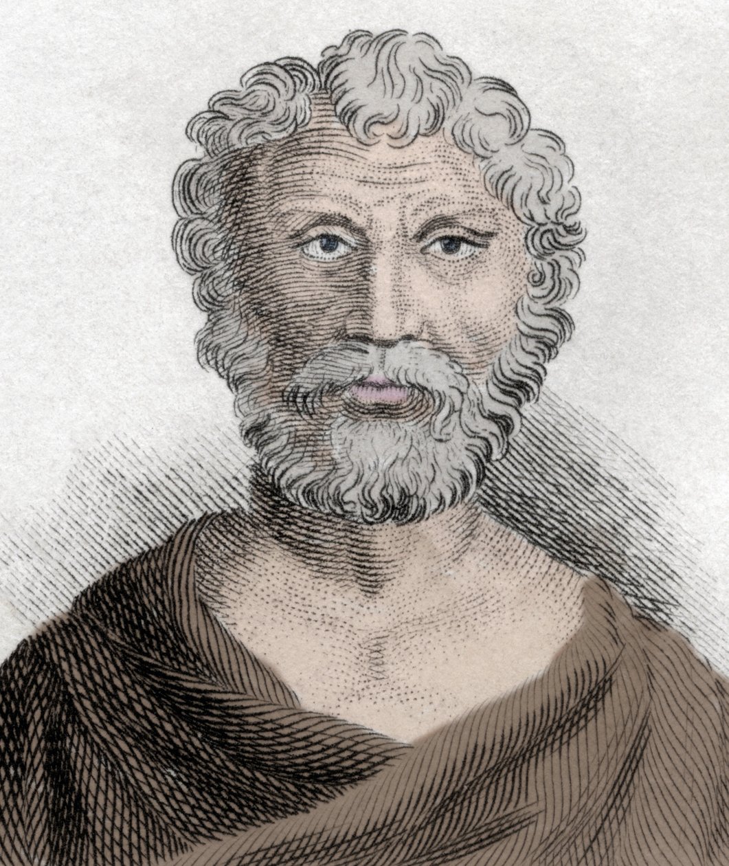 Muotokuva Quintus Junius Rusticuksesta (noin 100 - noin 170), stoalainen filosofi. Kaiverrus 1800-luvulta. tekijältä Unknown artist
