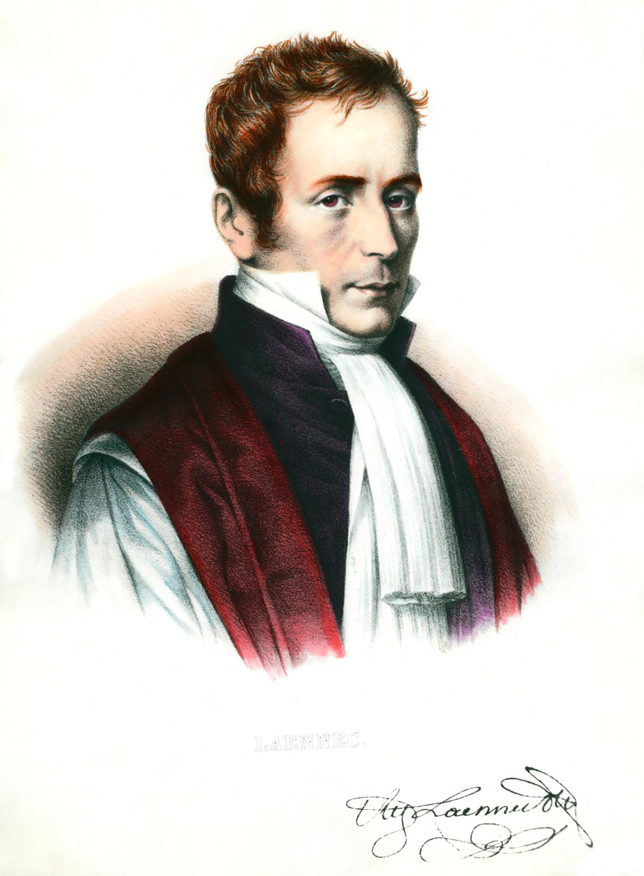 Rene Laennecin (1781-1826) muotokuva ranskalainen lääkäri Kaiverrus 1800-luvulta Yksityinen kokoelma tekijältä Unknown artist