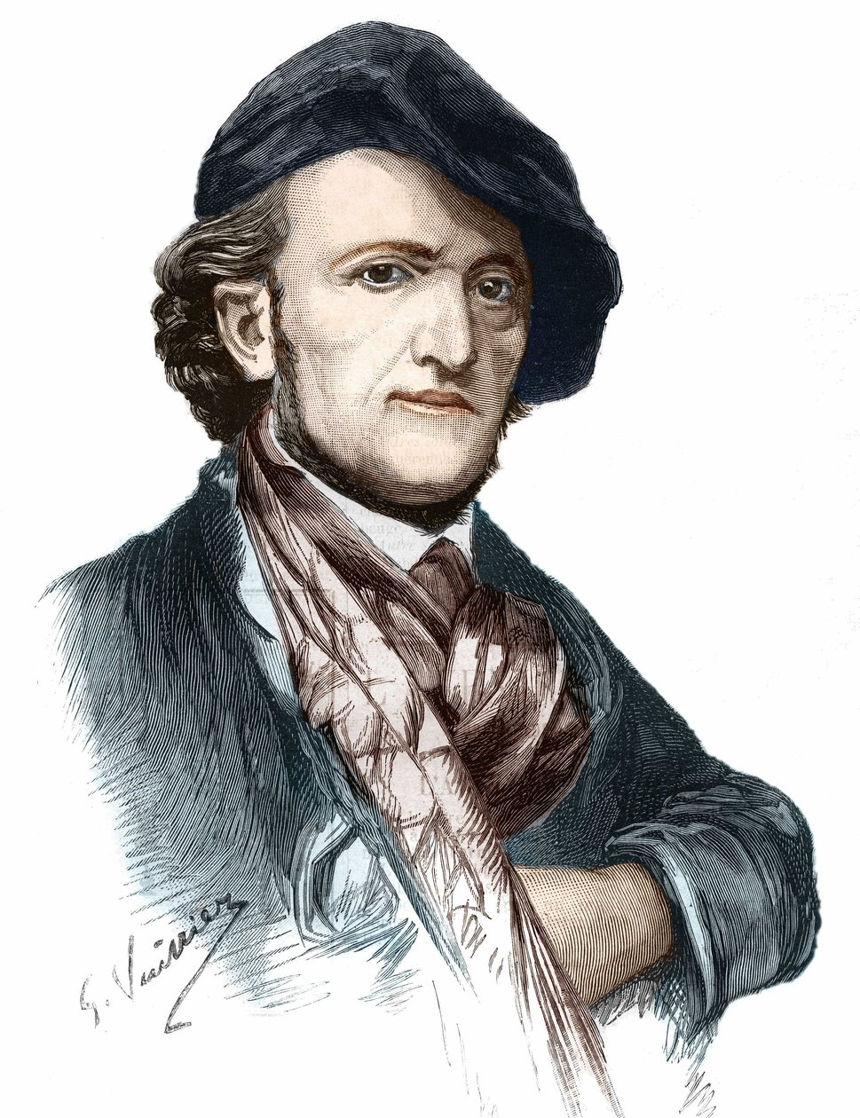 Richard Wagnerin (1813-1883), saksalaisen säveltäjän ja näytelmäkirjailijan muotokuva. tekijältä Unknown artist
