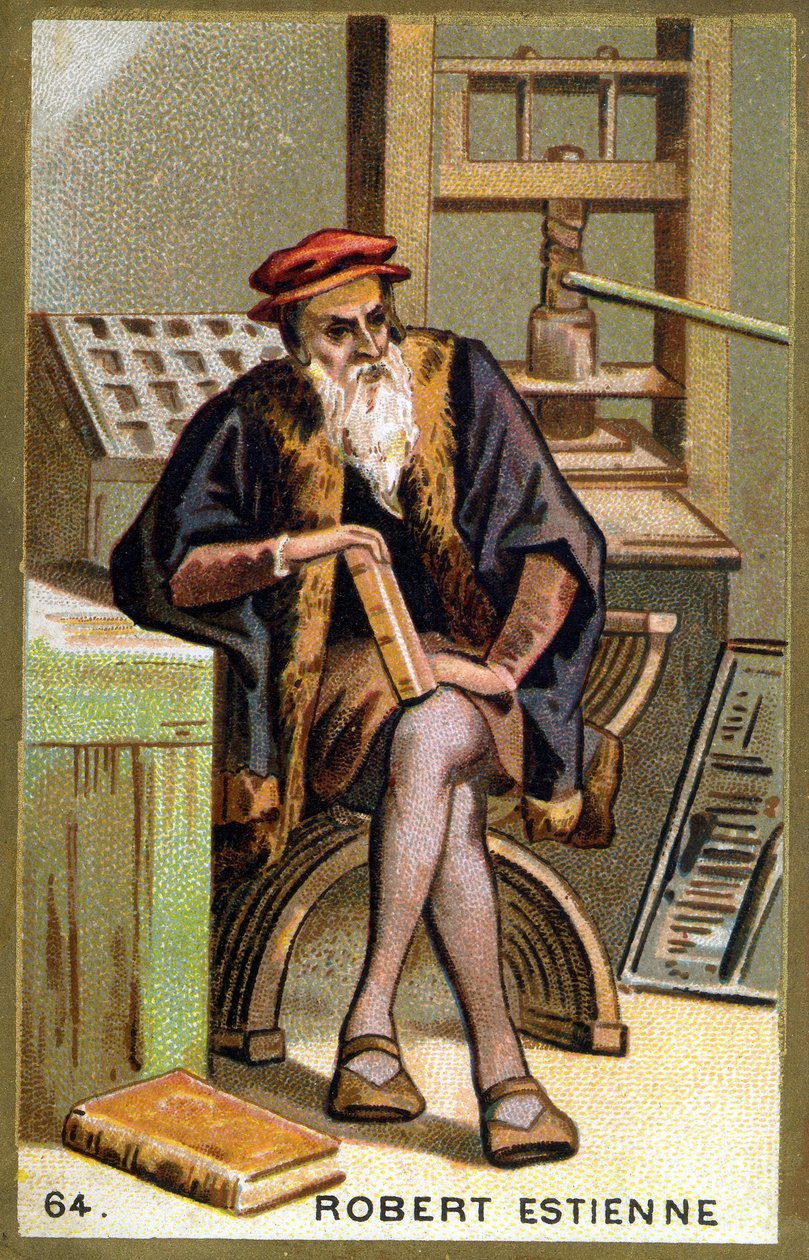 Robert I Estiennen (1498 - 1559) muotokuva humanistista, kustantajasta ja kirjapainosta. 1800-luvun kromolitografia. tekijältä Unknown artist
