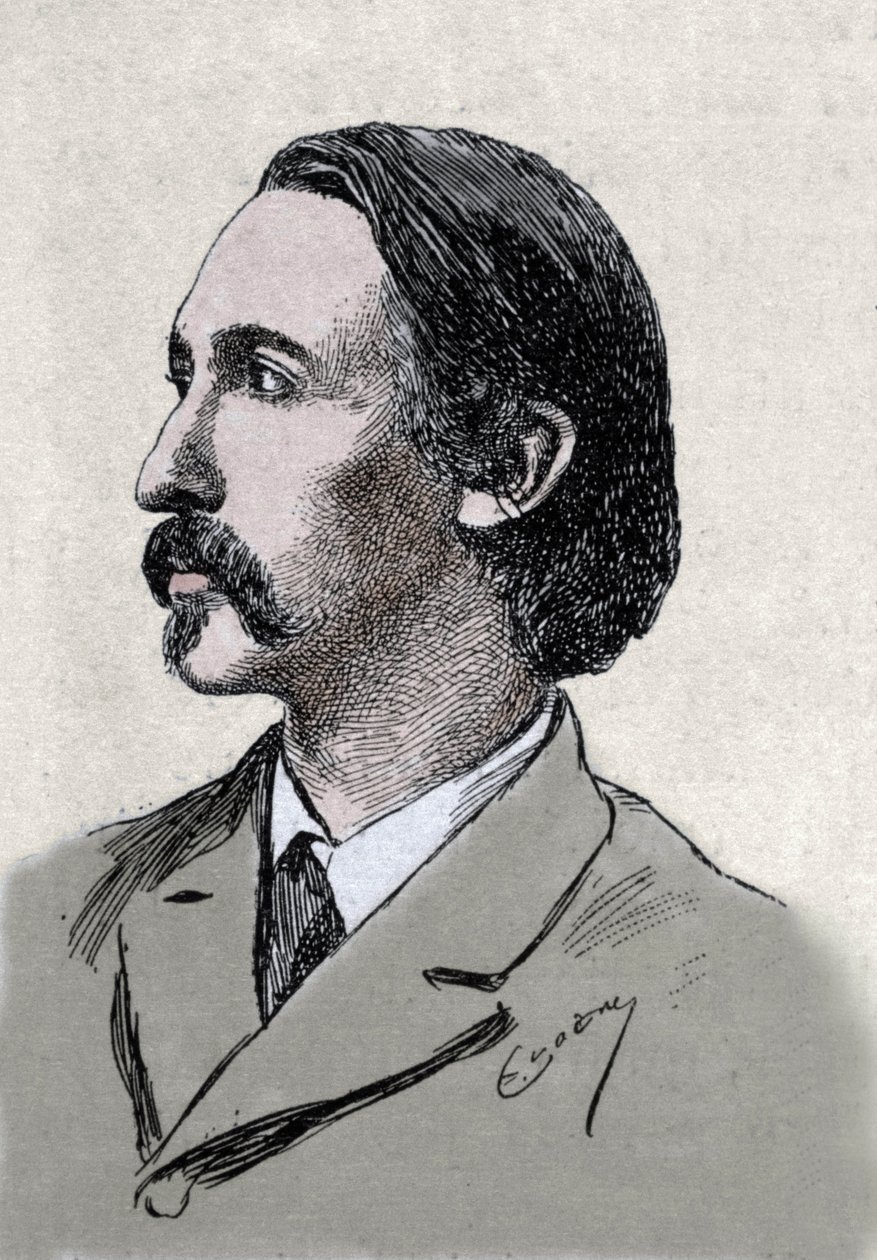 Muotokuva Robert Louis Stevensonista (1850-1894), brittiläisestä kirjailijasta tekijältä Unknown artist