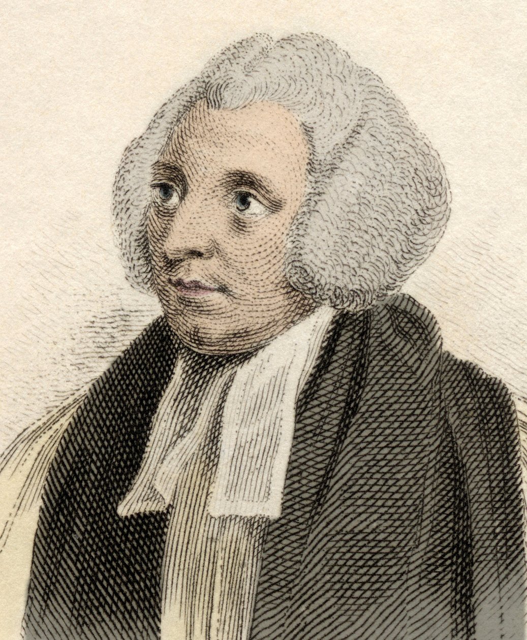 Muotokuva Robert Lowthin (1710-1787), englantilaisen evequen, kielitieteilijän ja runouden professorin Oxfordin yliopistossa. Kaiverrus 1800-luvulta. tekijältä Unknown artist