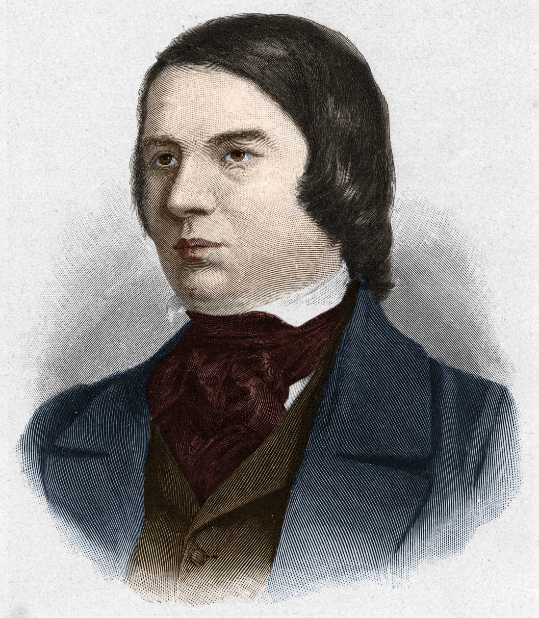 Robert Schumannin (1810-1856), saksalaisen säveltäjän muotokuva. Mengelin piirustuksen perusteella. tekijältä Unknown artist
