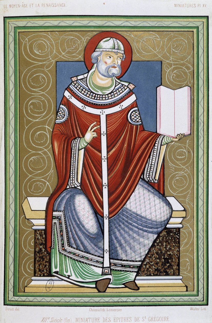 Pyhän Gregorin muotokuva, kromi 19. Pienoiskuva Pyhän Gregorin kirjeistä tekijältä Unknown artist