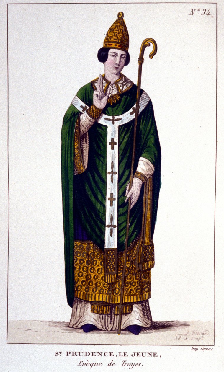 Muotokuva Saint Prudencesta Troyes Eveque de Troyes (800-luku). tekijältä Unknown artist