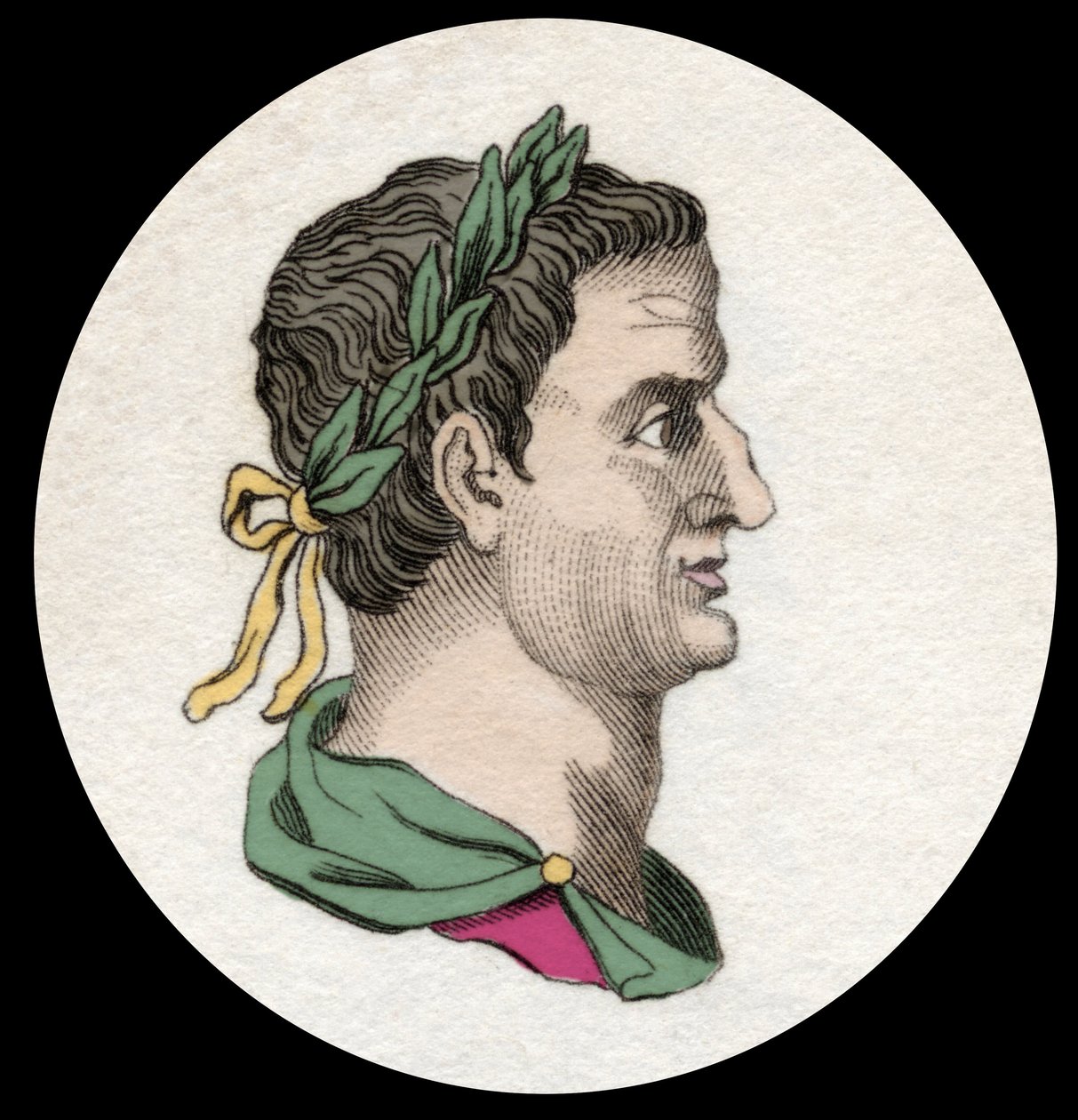 Rooman keisarin Servius Sulpicius Galban (3 eKr.–69 jKr.) muotokuva. 1800-luvun kaiverrus tekijältä Unknown artist