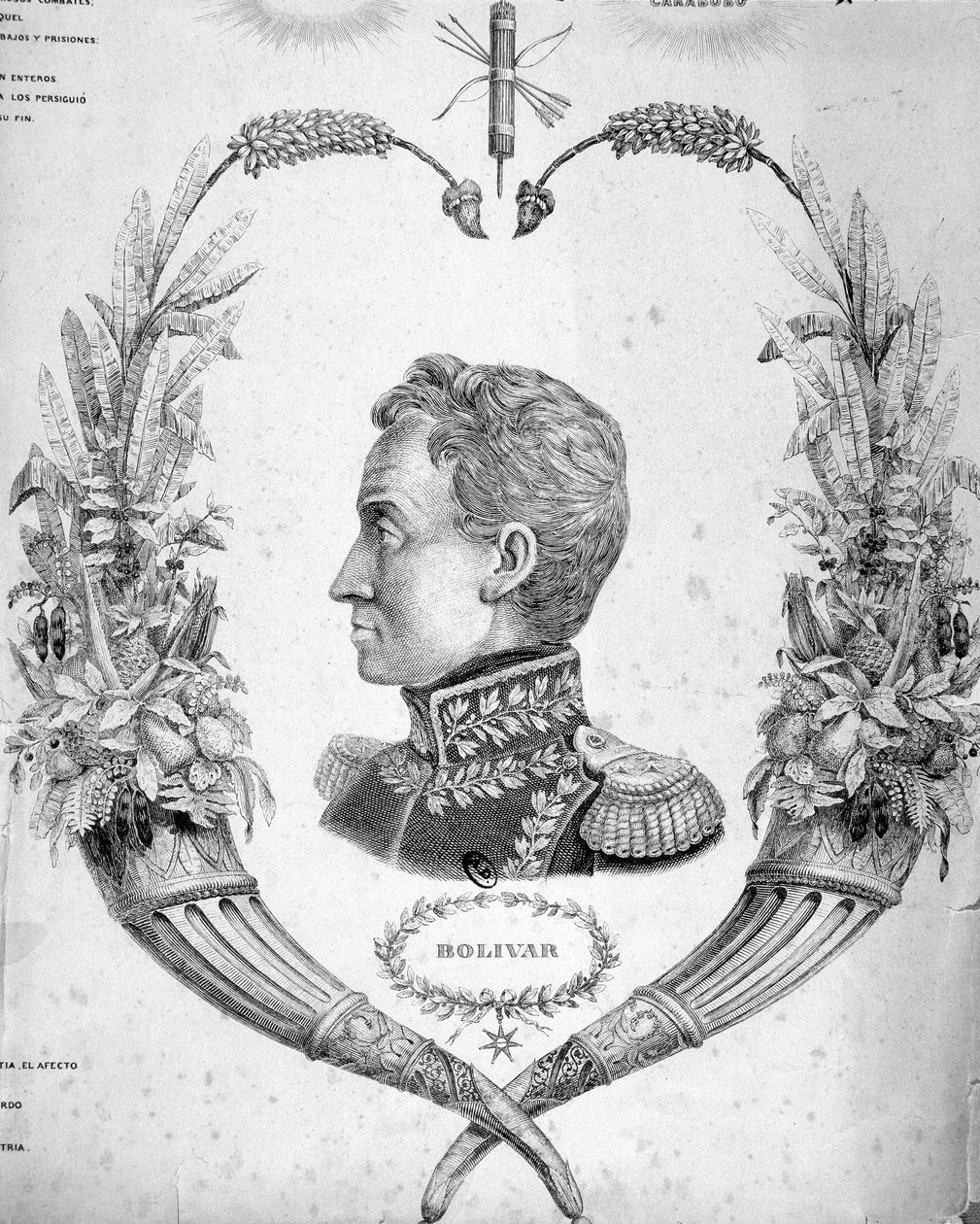 Eteläamerikkalaisen kenraalin ja valtiomiehen Simon Bolivarin (1783-1830) muotokuva. tekijältä Unknown artist