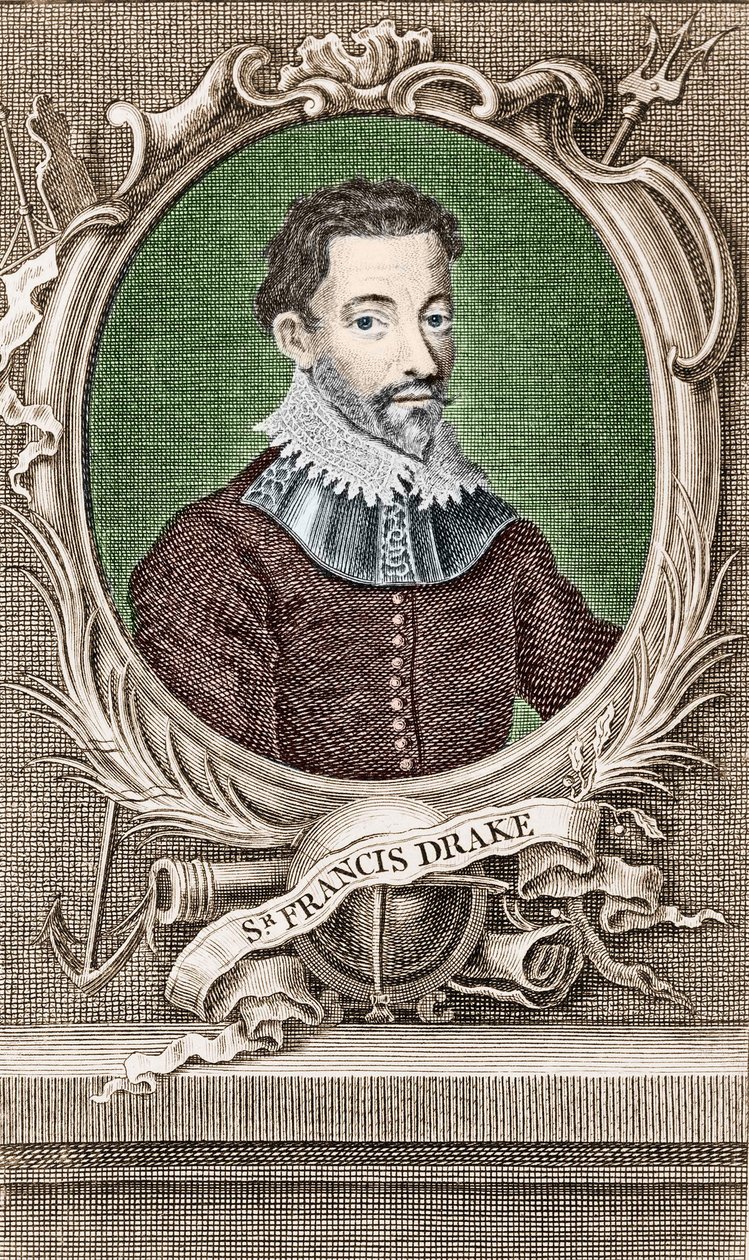 Sir Francis Draken (1540-1596), englantilaisen navigaattorin muotokuva. tekijältä Unknown artist