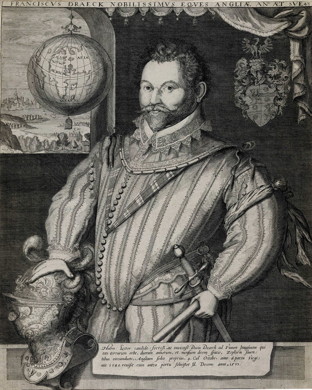 Sir Francis Draken (noin 1540-1596), englantilaisen navigaattorin muotokuva. tekijältä Unknown artist