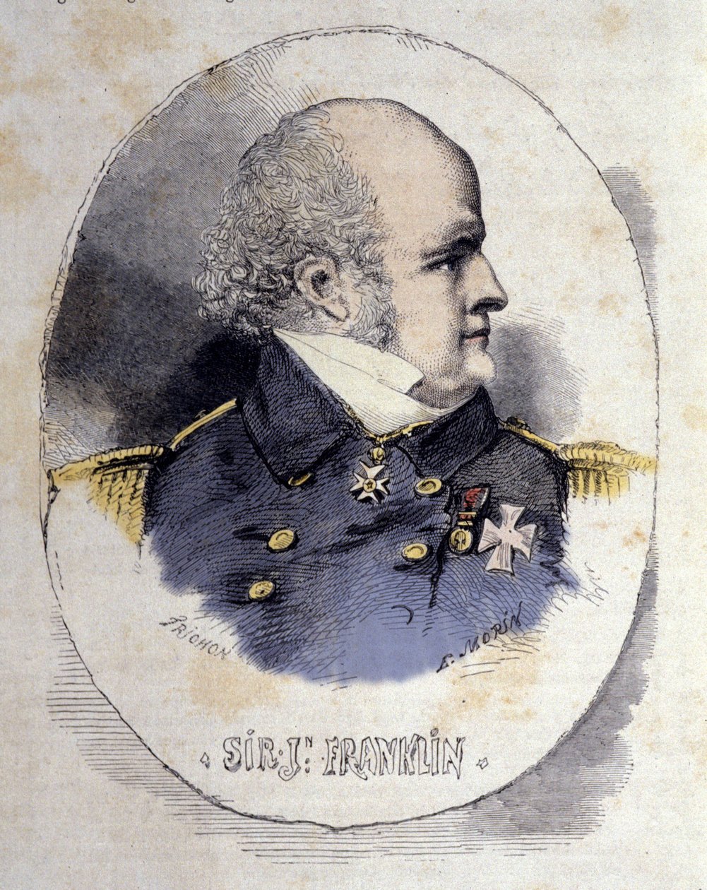 Sir John Franklinin muotokuva 1786-1847 merivoimien upseerista ja brittiläisestä tutkimusmatkailijasta. tekijältä Unknown artist