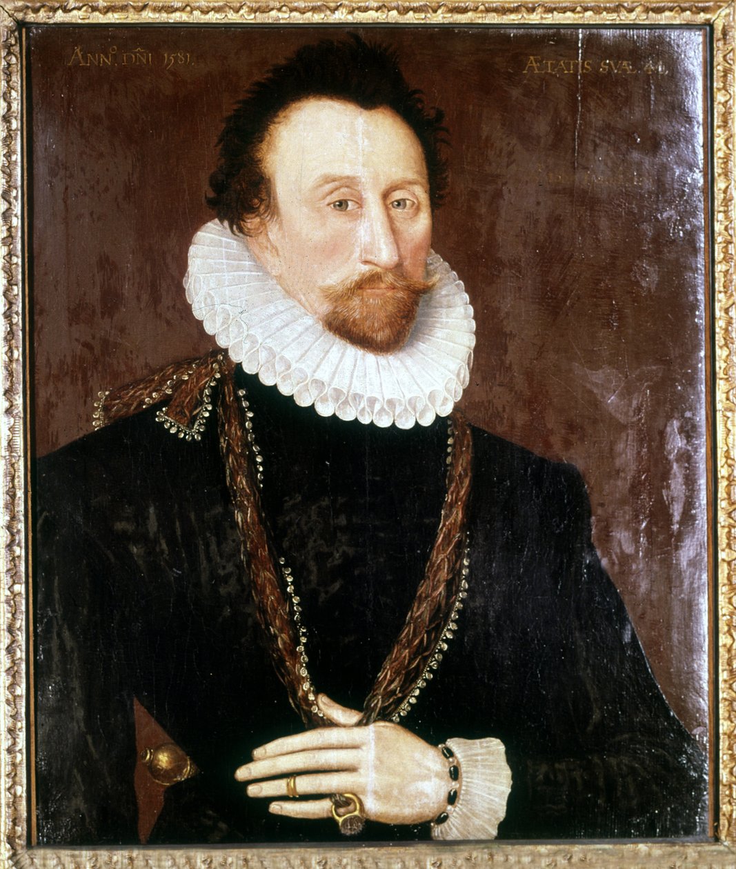 Sir John Hawkinsin (Hawkyns) (1532-1595), englantilaisen amiraalin muotokuva. tekijältä Unknown artist