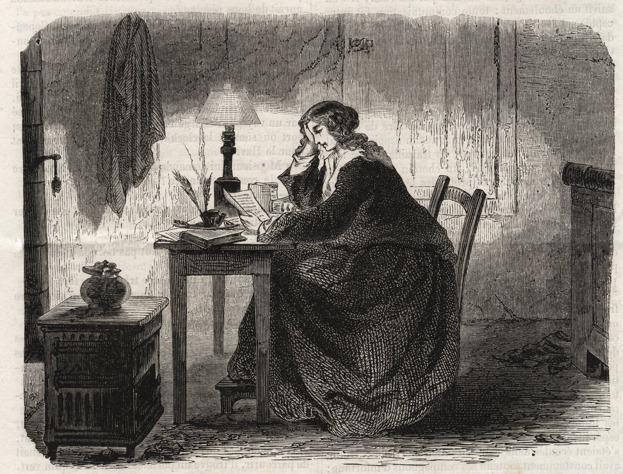 Sophie Germainin (1776-1831) ranskalaisen matemaatikon muotokuva (Marie-Sophie Germainin muotokuva ranskalainen matemaatikko, fyysikko ja filosofi) - kaiverrus 1860 - tekijältä Unknown artist