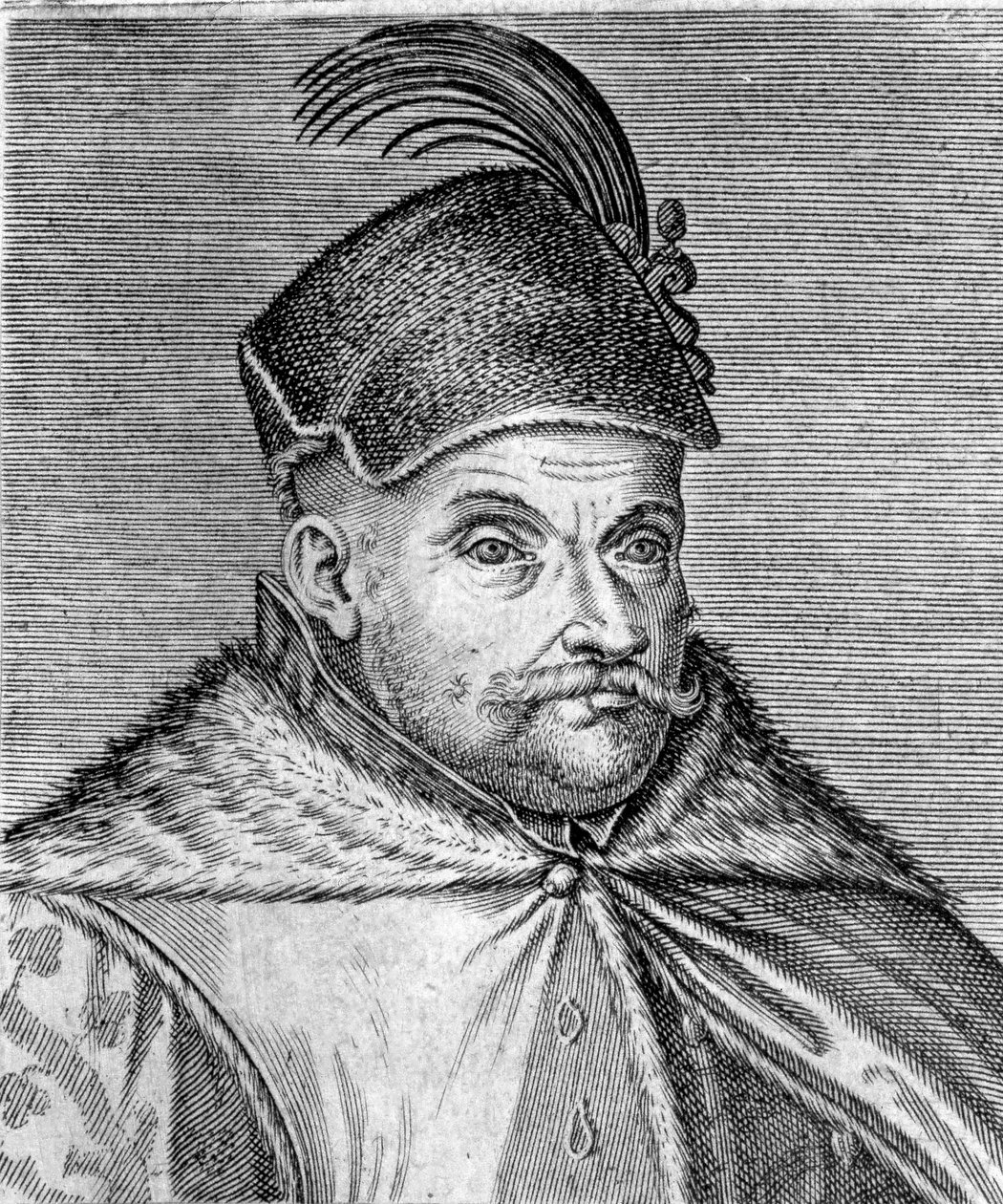 Transilvanian prinssin ja Puolan kuninkaan Stephen I Batorin (1533-1586) muotokuva. Kaiverrus 1500-luvulta tekijältä Unknown artist