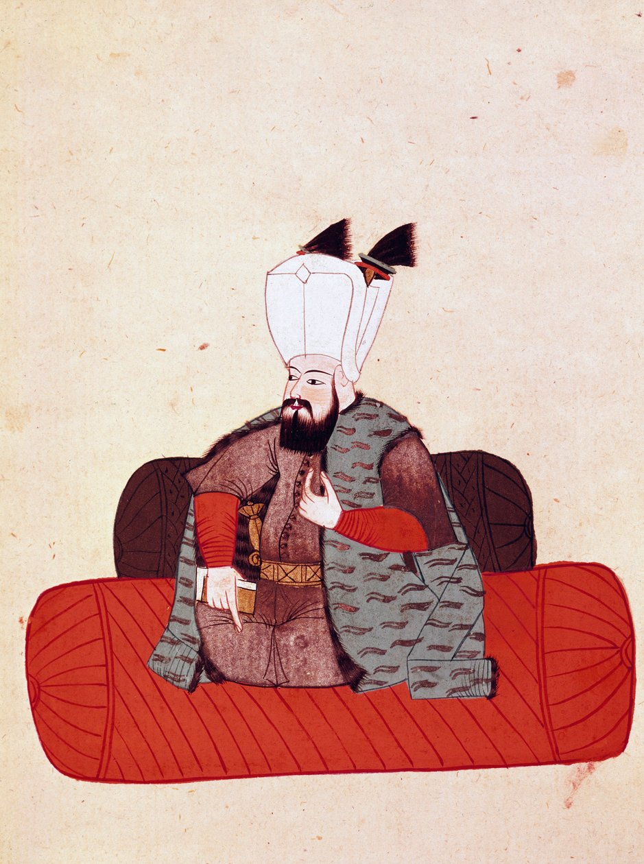 Sulttaani Amurat III:n (tai Mourad III:n) muotokuva (1574-1595) Miniatyyri 1800-luvun käsikirjoituksesta Cicogna (1828) 1600-luvun alkuperäisen (1671) jälkeen. Venetsia, Marsin kirjasto tekijältä Unknown artist
