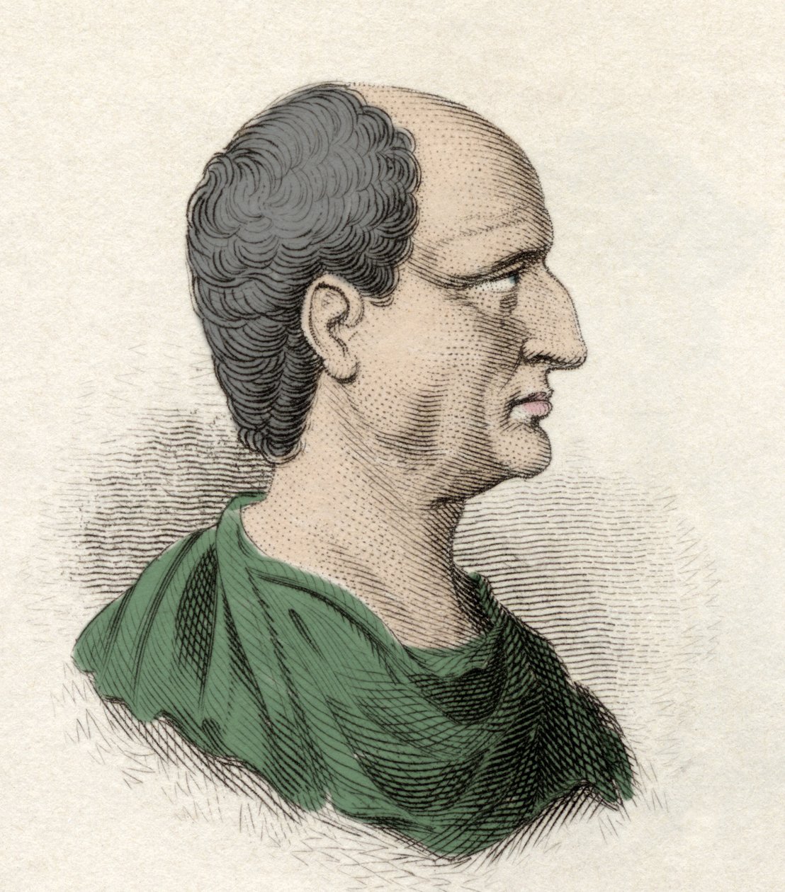 Muotokuva Themistoklesta (kreikaksi Themistokles), valtiomies ja ateenalainen kenraali (525-460 eKr.). Kaiverrus 1800-luvulta. tekijältä Unknown artist