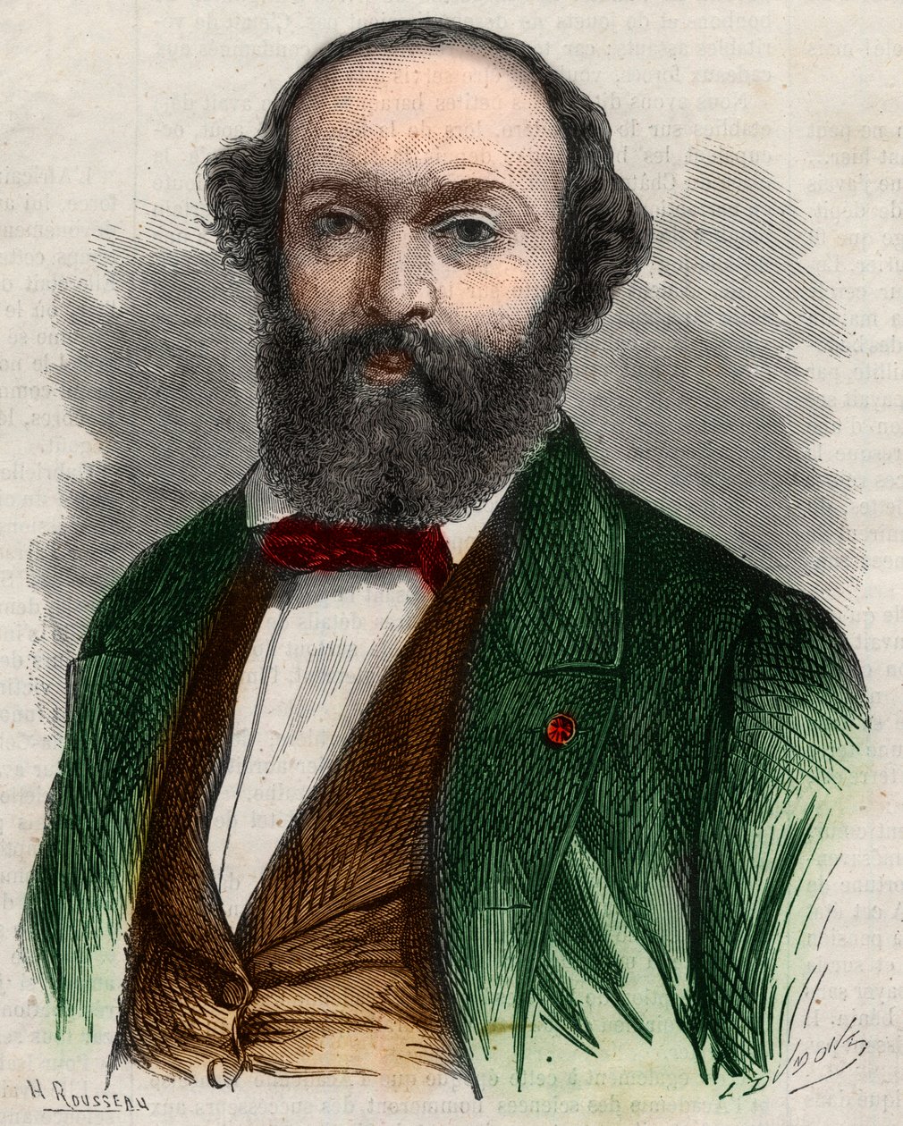 Theodore Rousseaun (1812-1867), ranskalaisen taidemaalarin muotokuva. Kaiverrus "" The Illustrous Universe"" tekijältä Unknown artist