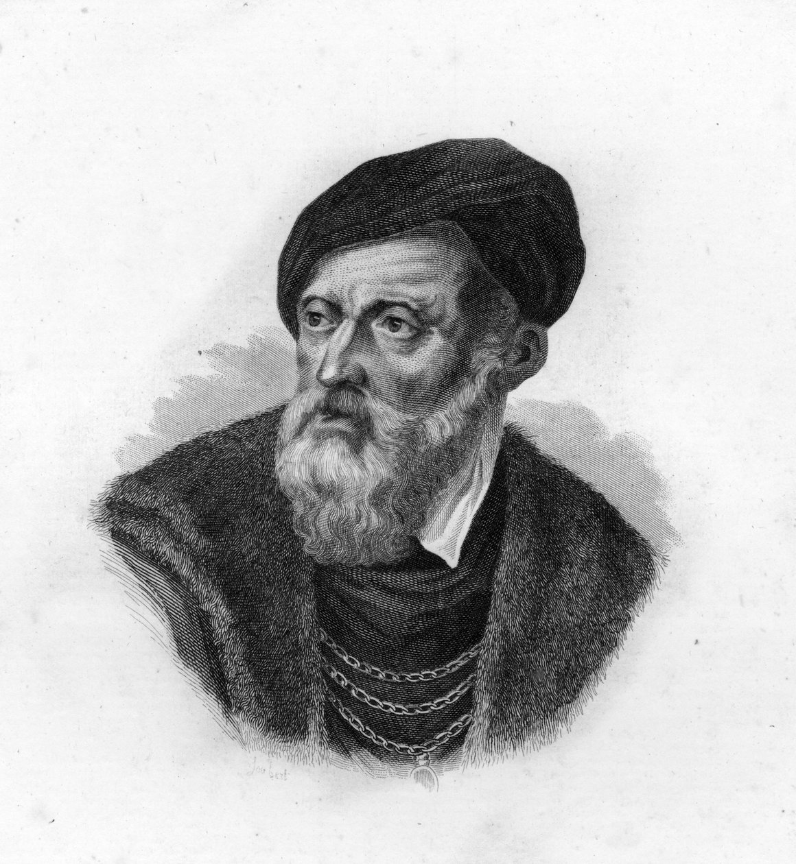 Tizianin muotokuva (1490-1576), Tiziano Vecellio, venetsialainen taidemaalari tekijältä Unknown artist