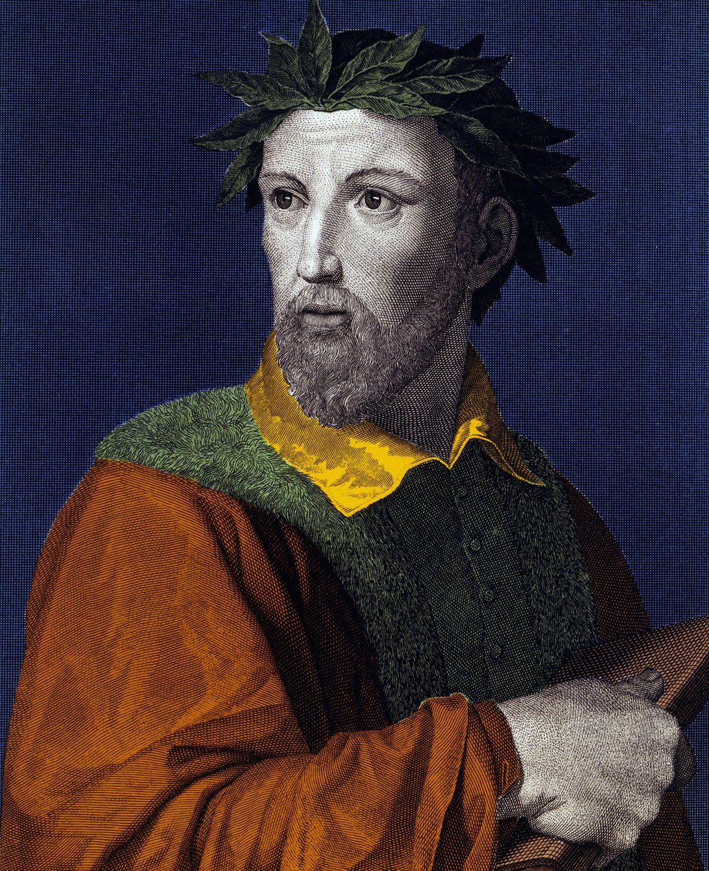 Muotokuva Torquato Tassosta, sanottu ranskaksi Le Mupe (1544-1595), italialainen runoilija, kaiverrus 1800-luvulta tekijältä Unknown artist