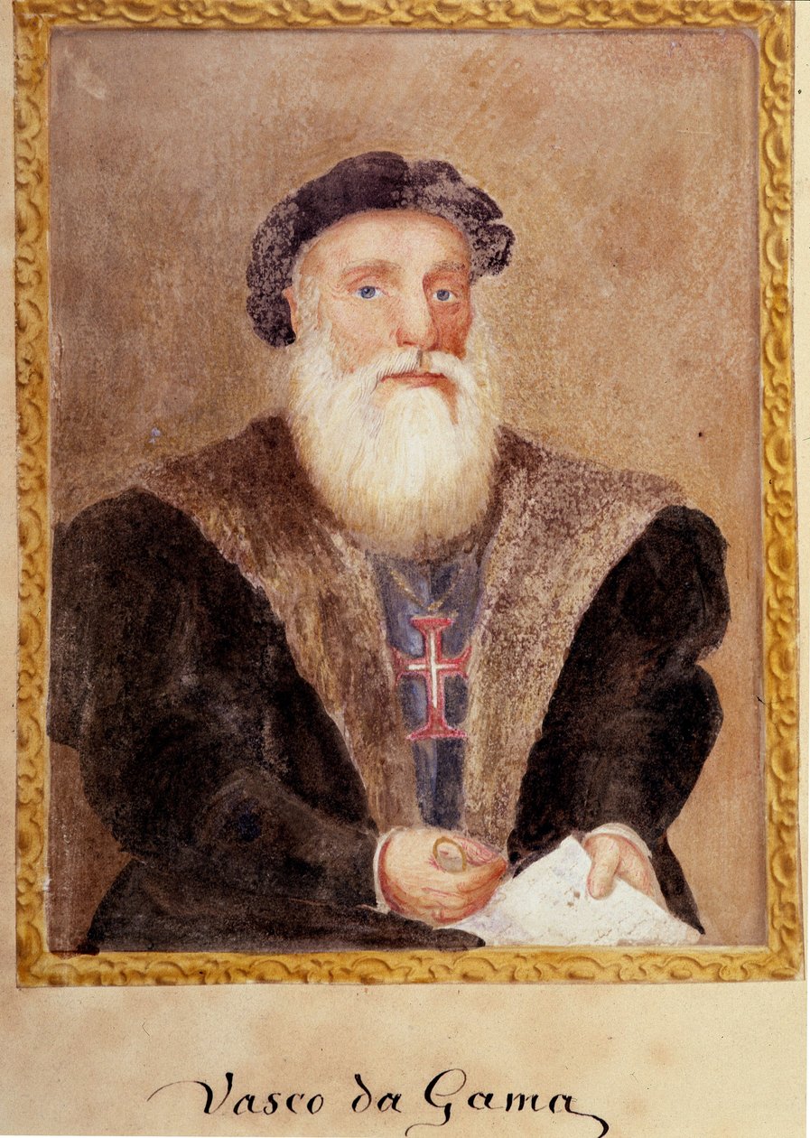 Vasco de Gaman muotokuva - Richard Henri Majorin "" Portugalin prinssi Henrin elämä, sukunimellä Navigaattori" tekijältä Unknown artist