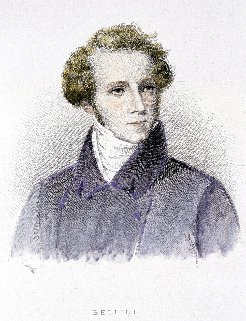 Vincenzo Bellinin muotokuva, italialainen säveltäjä (1801-1835) - kaiverrus tekijältä Unknown artist