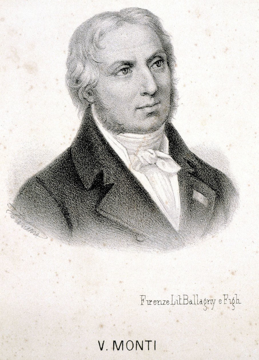 Italian runoilijan Vincenzo Montin (1754 - 1828) muotokuva, kaiverrus 1800-luvulta. tekijältä Unknown artist