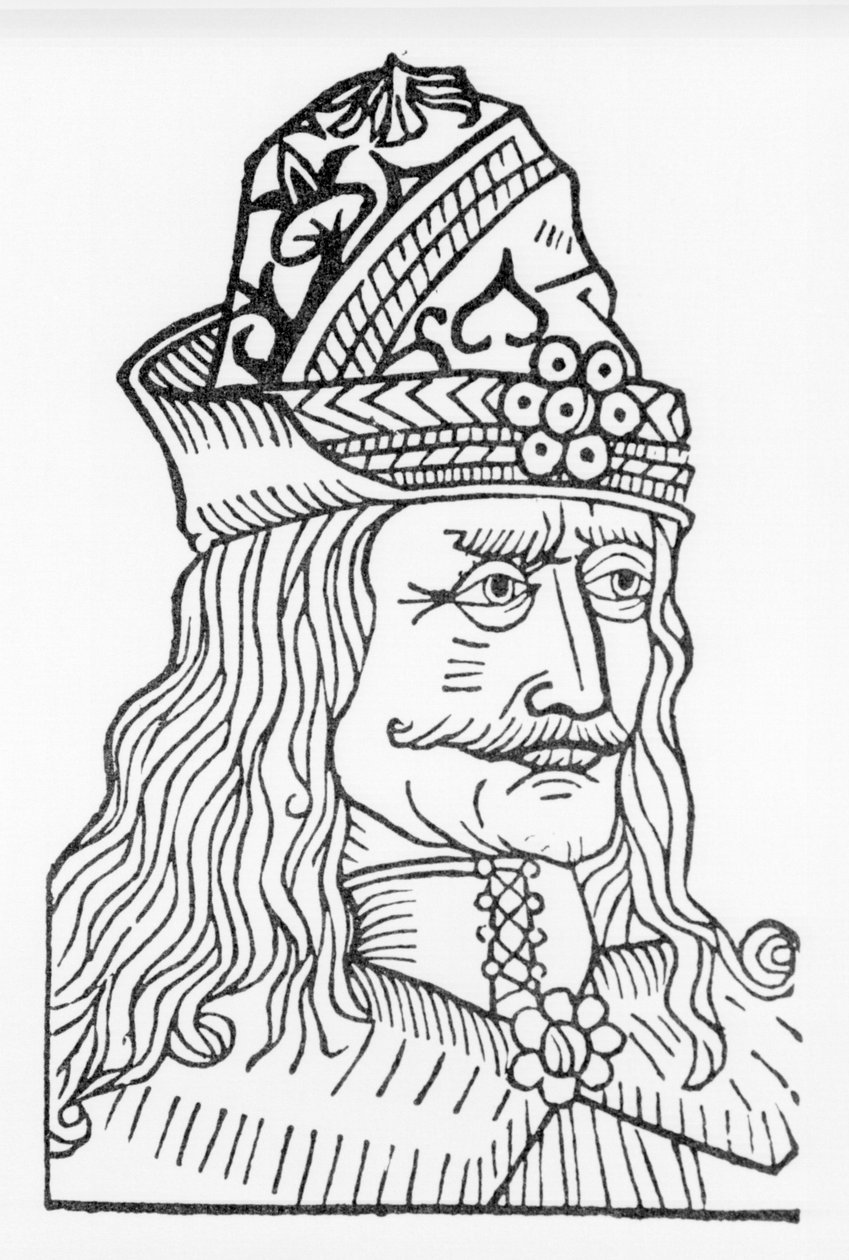 Muotokuva Vlad Tepes III:sta, seikkailijasta tai Draculasta (1431-1476), prinssistä, joka inspiroi Bram Stokeria vuonna 1897 kirjoitetun Draculan hahmoon. tekijältä Unknown artist