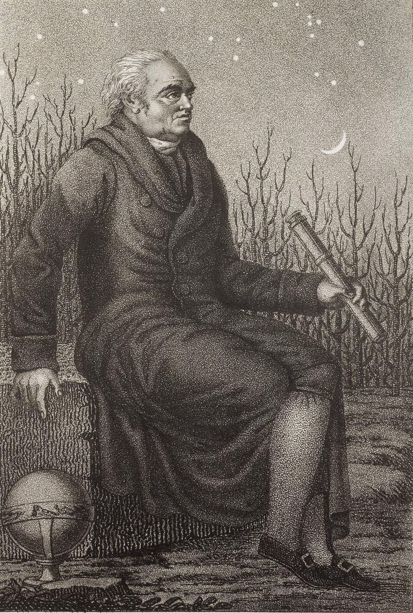 Muotokuva William Herschelistä (1738-1822), saksalaissyntyinen brittiläinen tähtitieteilijä - tekijältä Unknown artist