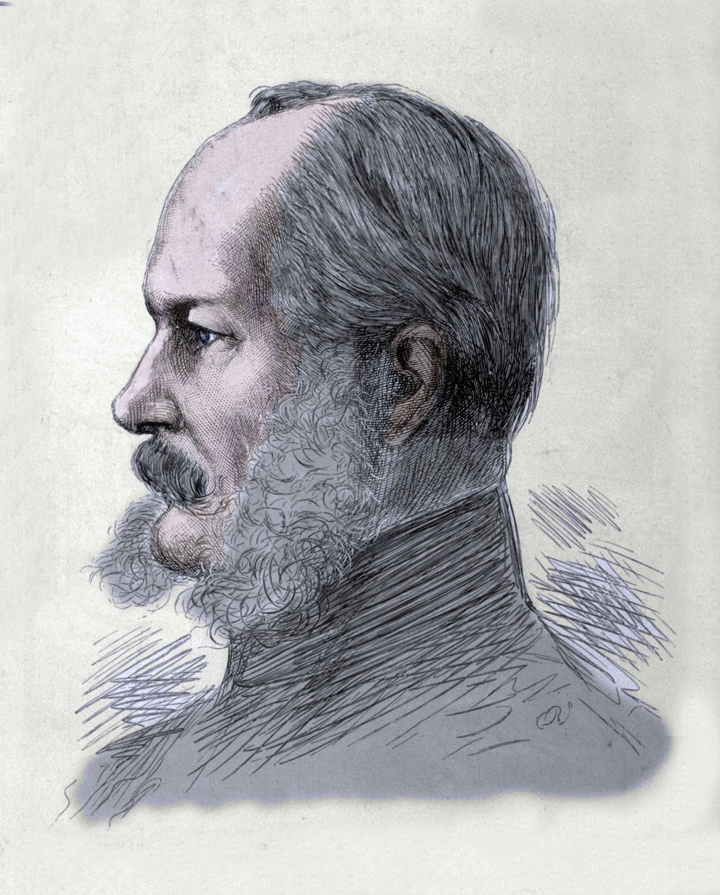 Preussin kuninkaan ja Saksan keisarin William I:n (1797-1888) muotokuva. Kaiverrus 1800-luvun lopulta. tekijältä Unknown artist