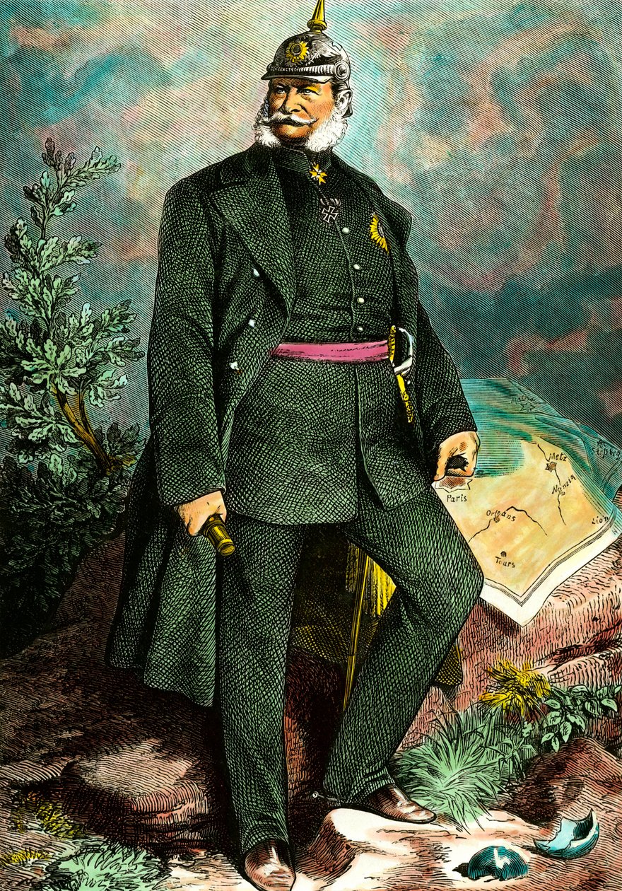 Preussin kuninkaan ja Saksan keisarin William I:n (1797-1888) muotokuva. Kaiverrus 1800-luvun yksityiskokoelmasta tekijältä Unknown artist