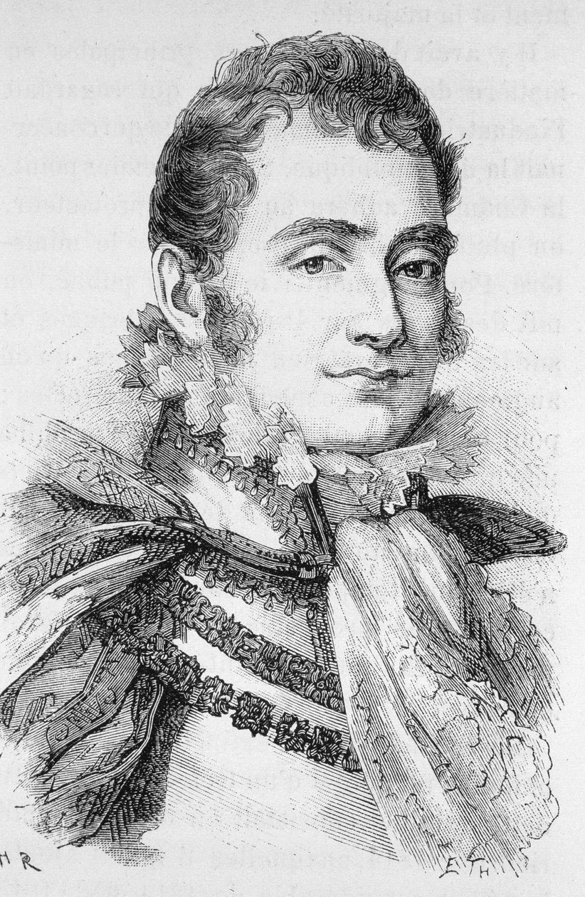 Berryn herttuan muotokuva (1778 - 1820). Kaiverrus 1800-luvun lopusta H. Martinin teokseen "Histoire de France". tekijältä Unknown artist