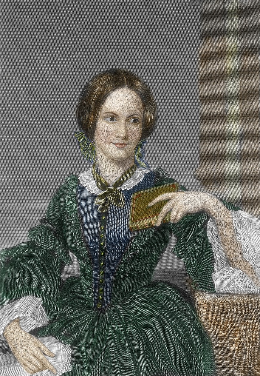 Englantilaisen kirjailijan Charlotte Bronten (1816-1855) muotokuva (englannin kirjailijan Charlotte Bronten muotokuva) Kaiverrus 1800-luku Yksityinen kokoelma tekijältä Unknown artist