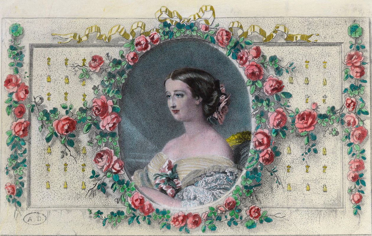 Muotokuva ranskalaisesta vaikutelmasta Eugenie de Montijon (1826 - 1920). Kaiverrus 1800-luvulta. Yksityinen kokoelma. tekijältä Unknown artist