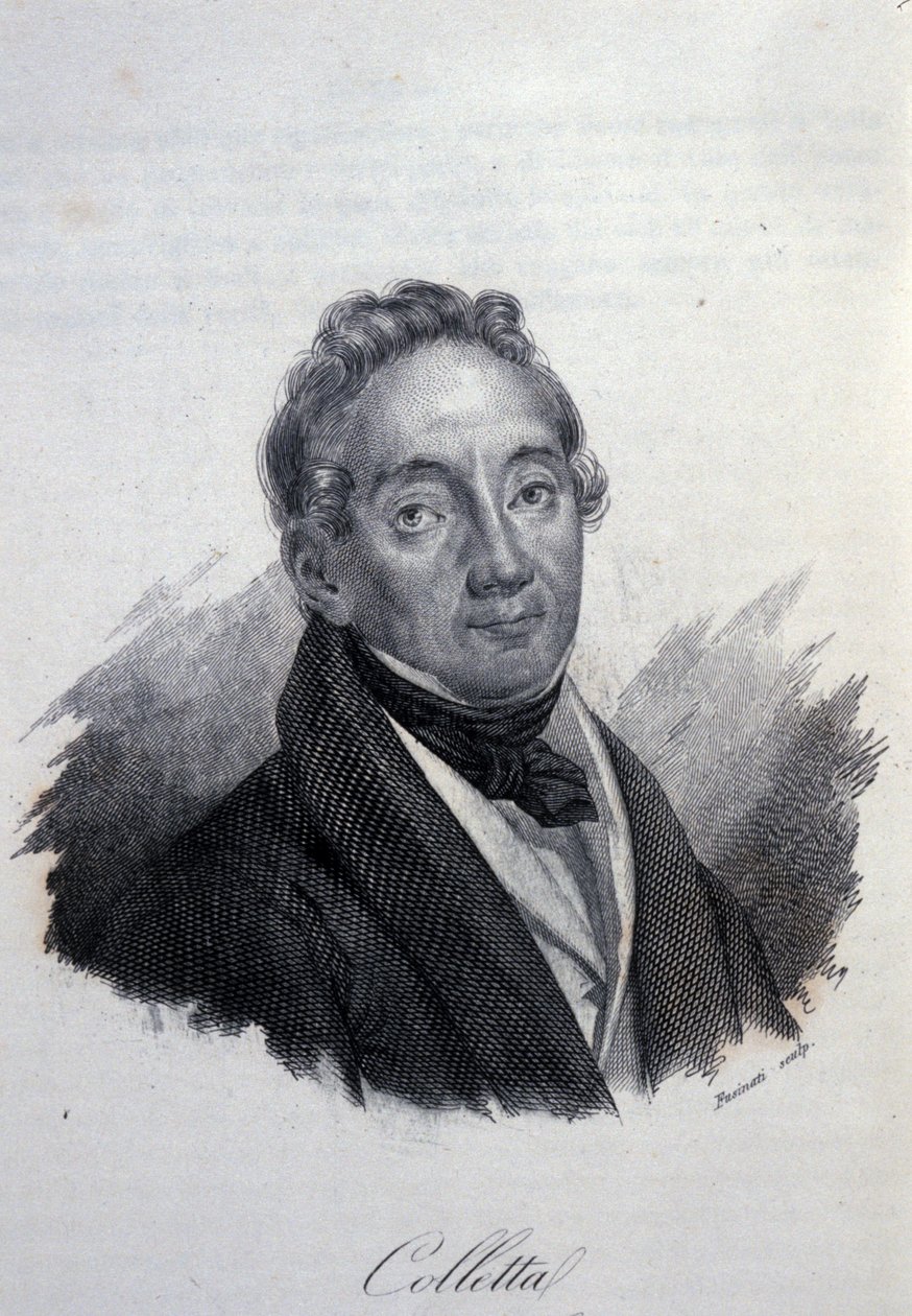 Italian isänmaalaisen ja historioitsija Pietro Collettan (1775-1831) muotokuva 1800-luvun kaiverrus tekijältä Unknown artist