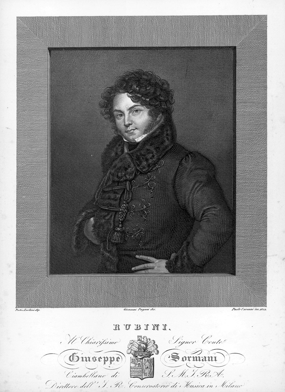 Italian tenorin Giovanni Battista Rubinin (1794-1854) muotokuva 1800-luvun kaiverrus tekijältä Unknown artist