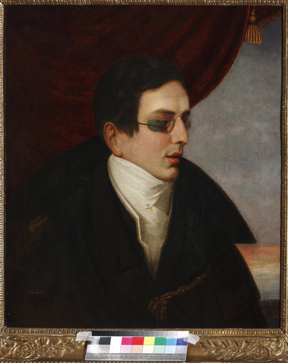Nimettömän runoilija Nikolai (Nikolay) Gnedich (1784-1833) muotokuva. Öljy kankaalle, 1800-luvun ensimmäinen puolisko, Valtion kirjallisuuden keskusmuseo, Moskova tekijältä Unknown artist