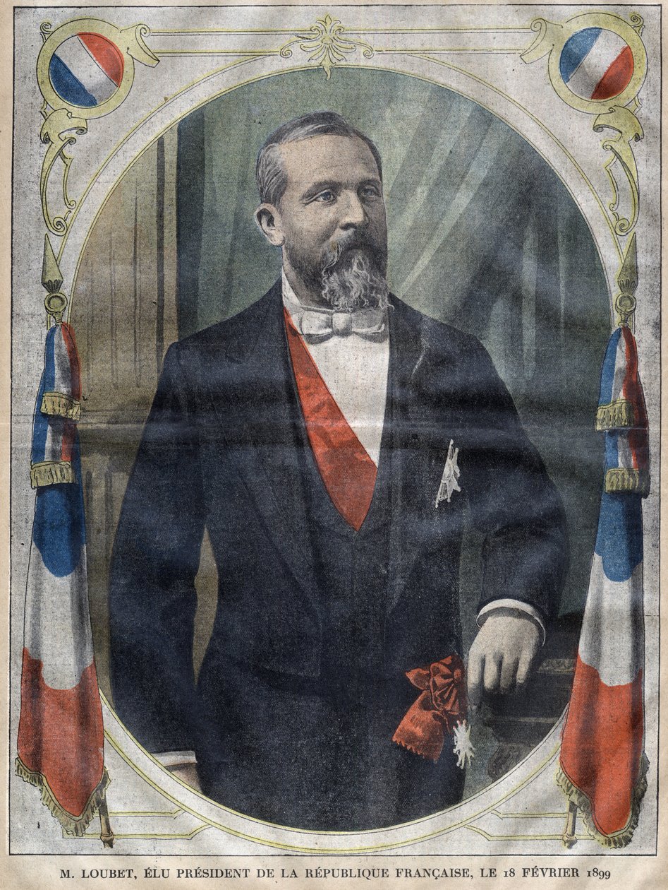 Ranskan tasavallan presidentin Emile Loubetin (1838-1929) muotokuva - Kaiverrus le-peleriniin vuodelta 1899 tekijältä Unknown artist