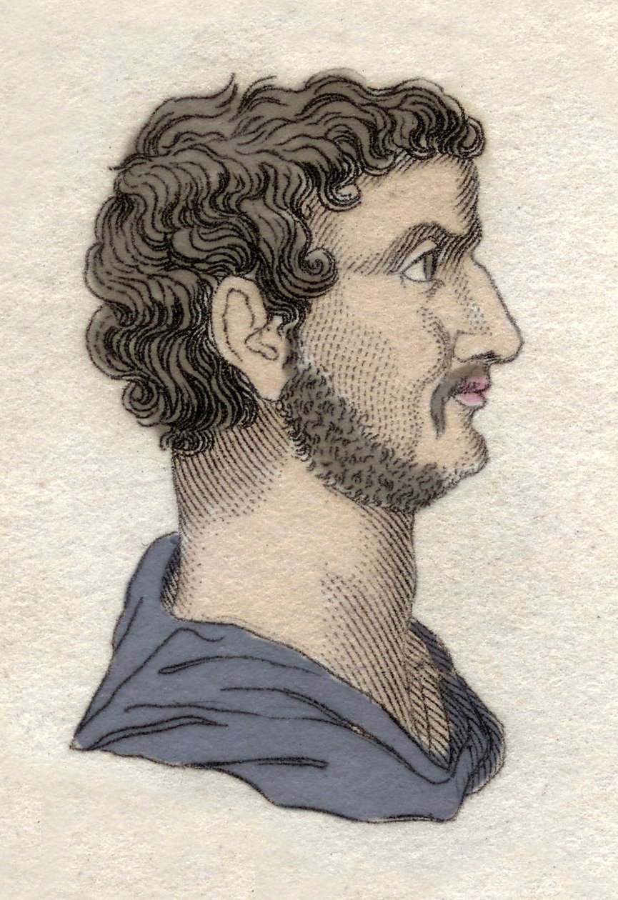 Rooman keisari Hadrianuksen muotokuva (Publius Aelius Hadrianus) (76-138 jKr.) Kaiverrus 1800-luvulta. tekijältä Unknown artist
