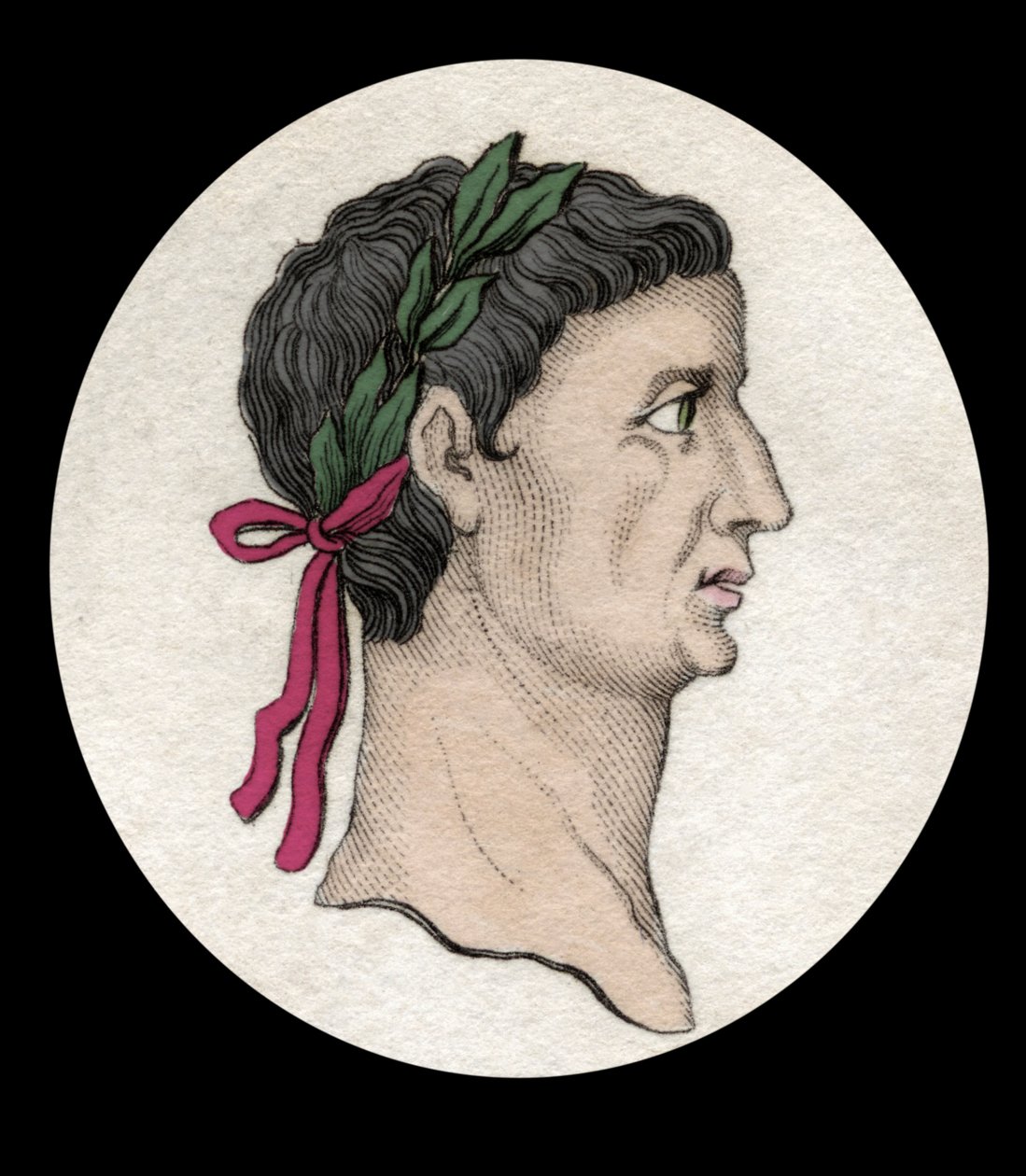 Rooman keisari Tiberen muotokuva (Tiberius Claudius Nero) (42 eKr.-37 jKr.). Kaiverrus 1800-luvulta. tekijältä Unknown artist