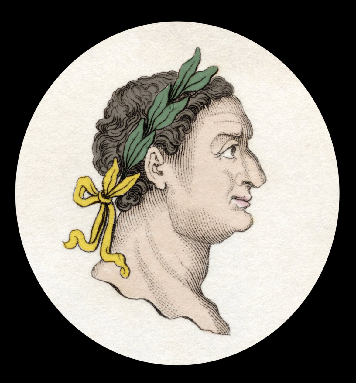 Rooman keisari Tituksen (39-81) muotokuva. (Titus Flavius Sabinus Vespasianus). Kaiverrus 1800-luvulta. tekijältä Unknown artist