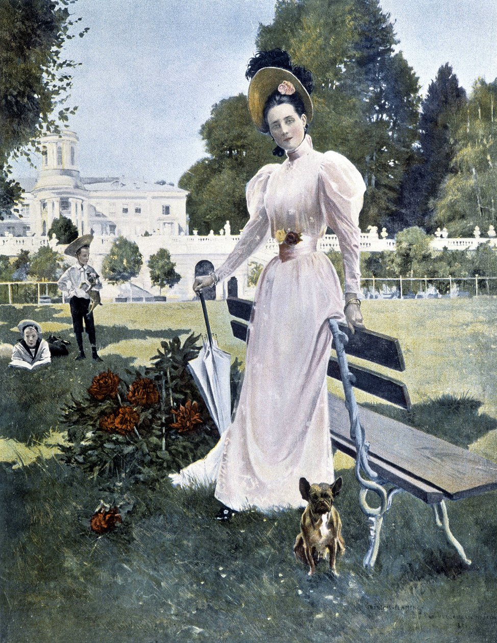 Venäjän prinsessa Youssopoffin muotokuva puistossa vuonna 1844. tekijältä Unknown artist