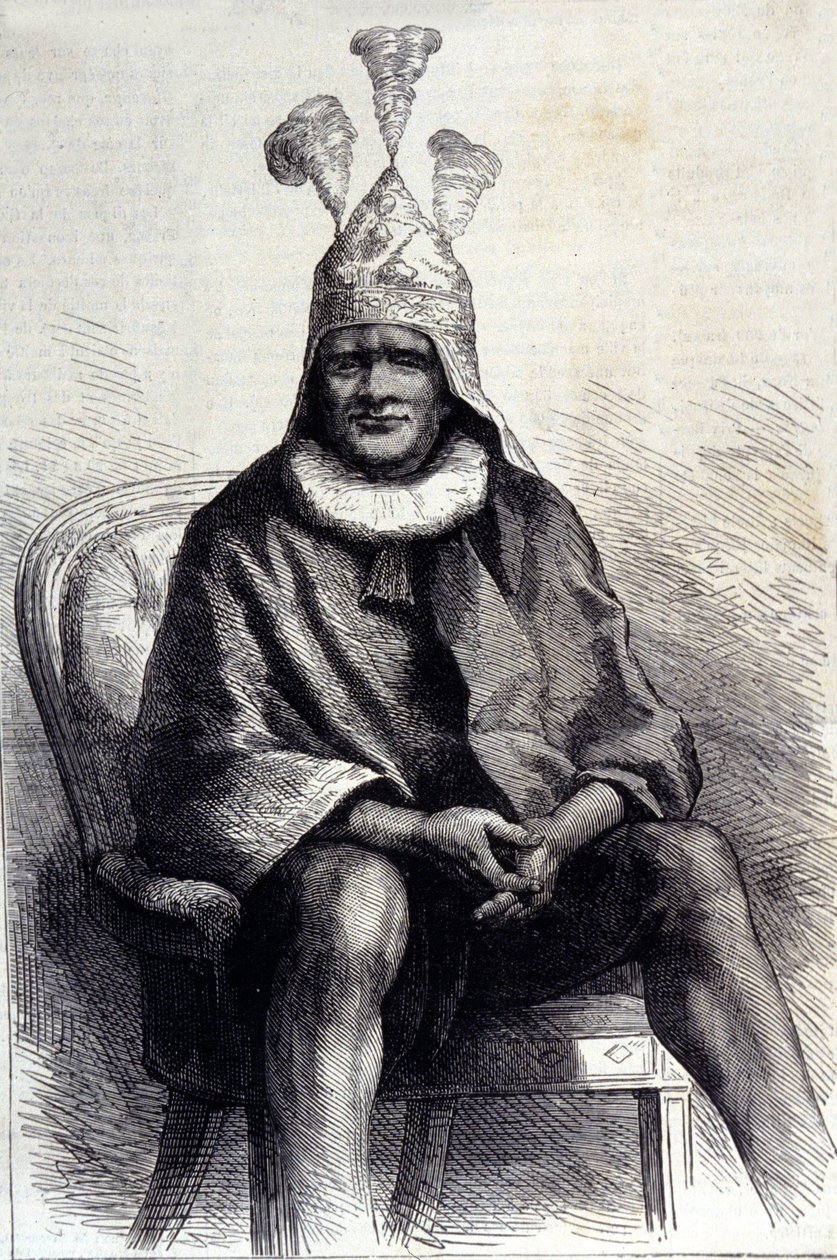 Zulukuningas Cetshwayon muotokuva (tai Cetawayo, Cetewayo, Cetywajo, Ketchwayo) (1826-1884) Kaiverrus 1800-luvulta tekijältä Unknown artist